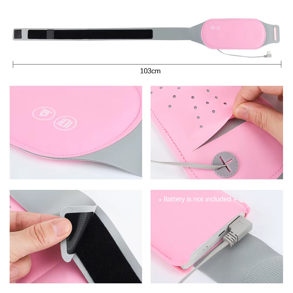 Electric Period Cramp Massager Menstrual Relief Heating Pad Rechargeable Abdominal Vibration Massage Smart Timming Palace Belt