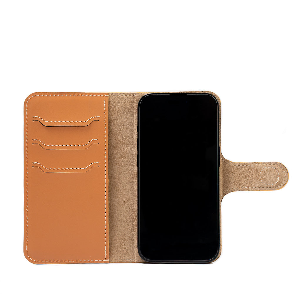iPhone 15 series Top-Grain Leather Folio Case Wallet - Classic 4.0-2