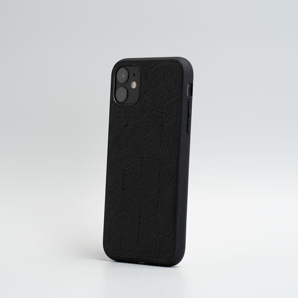 Leather case for iPhone 11 Series - Geometric Flower (Black)-1