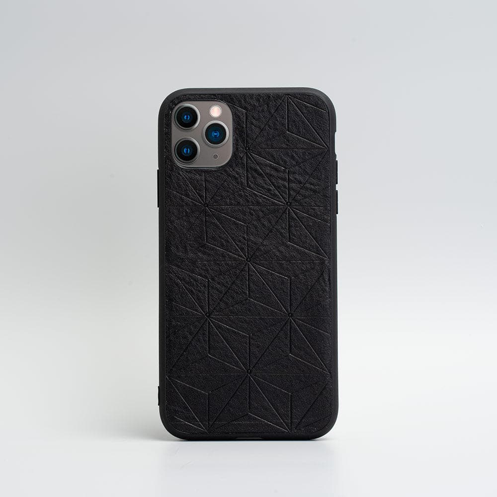 Leather case for iPhone 11 Series - Geometric Flower (Black)-2