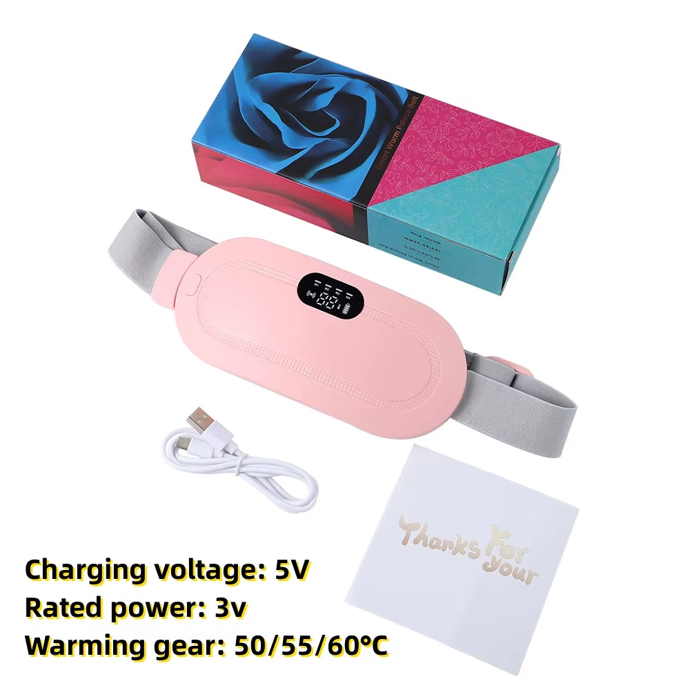 Electric Period Cramp Massager Menstrual Relief Heating Pad Rechargeable Abdominal Vibration Massage Smart Timming Palace Belt