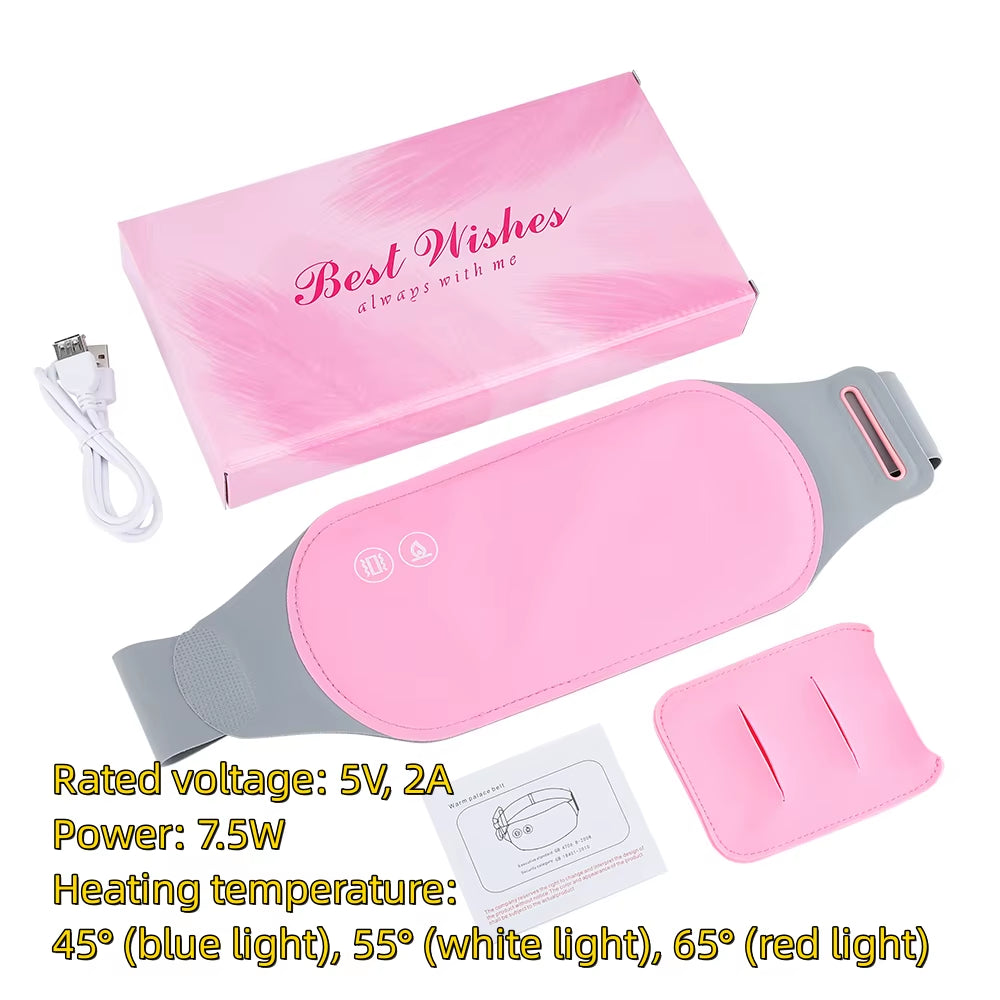 Electric Period Cramp Massager Menstrual Relief Heating Pad Rechargeable Abdominal Vibration Massage Smart Timming Palace Belt