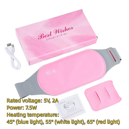 Electric Period Cramp Massager Menstrual Relief Heating Pad Rechargeable Abdominal Vibration Massage Smart Timming Palace Belt