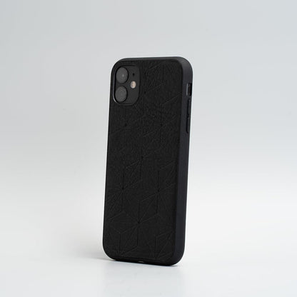 Leather case for iPhone 11 Series - Geometric Flower (Black)-1