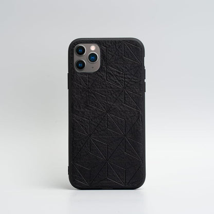 Leather case for iPhone 11 Series - Geometric Flower (Black)-2